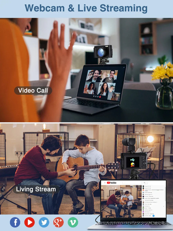 4K Digital Camera with Autofocus Anti-Shake Black