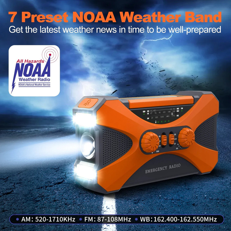 Emergency Hand Crank Solar Radio Orange