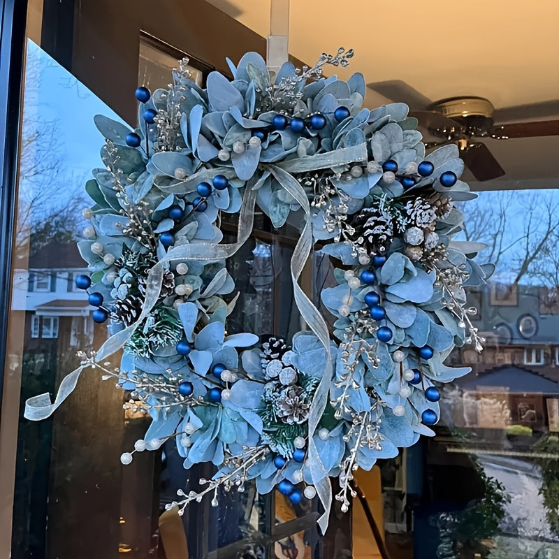 Blueberry Eucalyptus Wreath with Golden Accents
