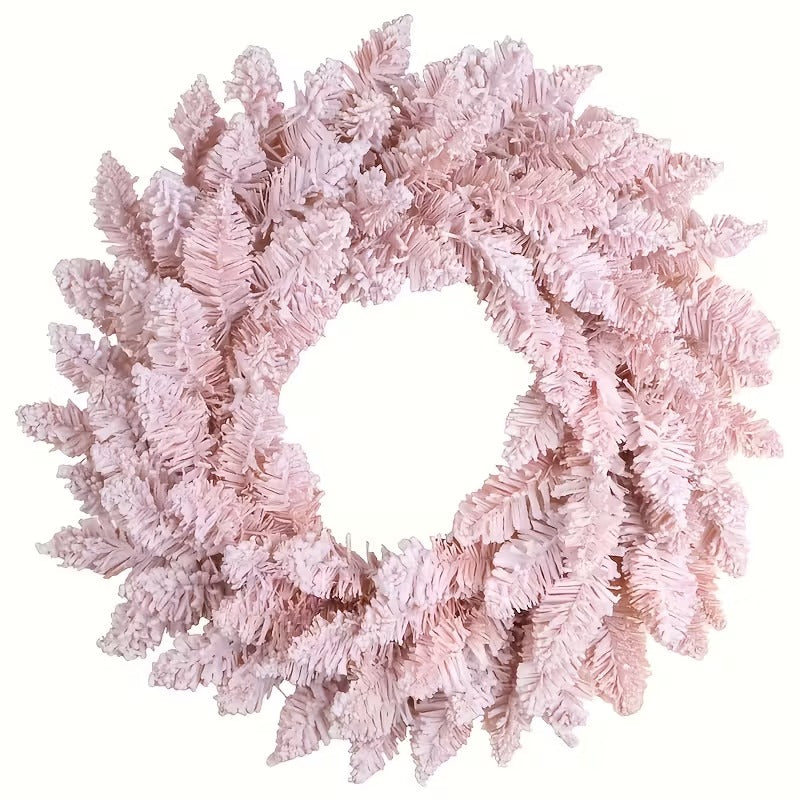 Pink Snowy Pine Christmas Wreath