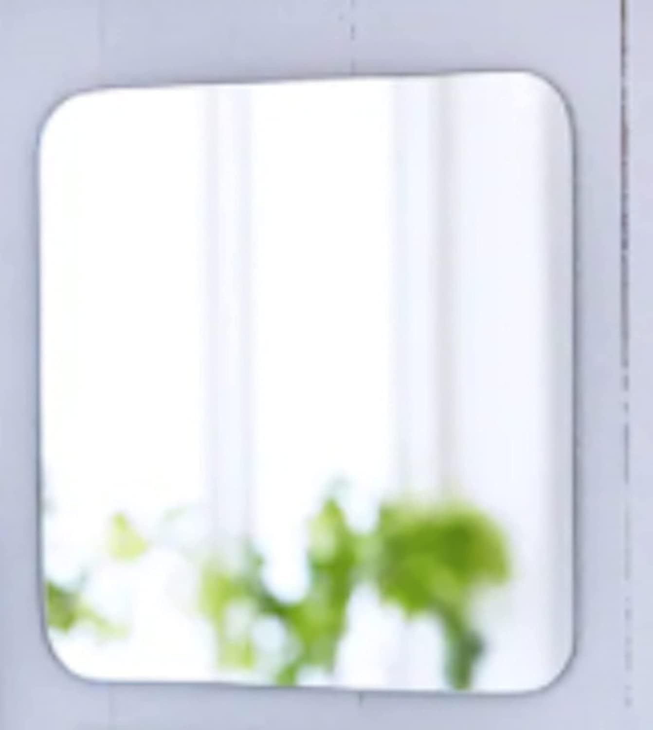 Glass Square Bathroom Wall Hanging Mirror with Two Side Tapes (Multicolour, 20x20 cm, 7 7/8x7 7/8 Inch), Unframed