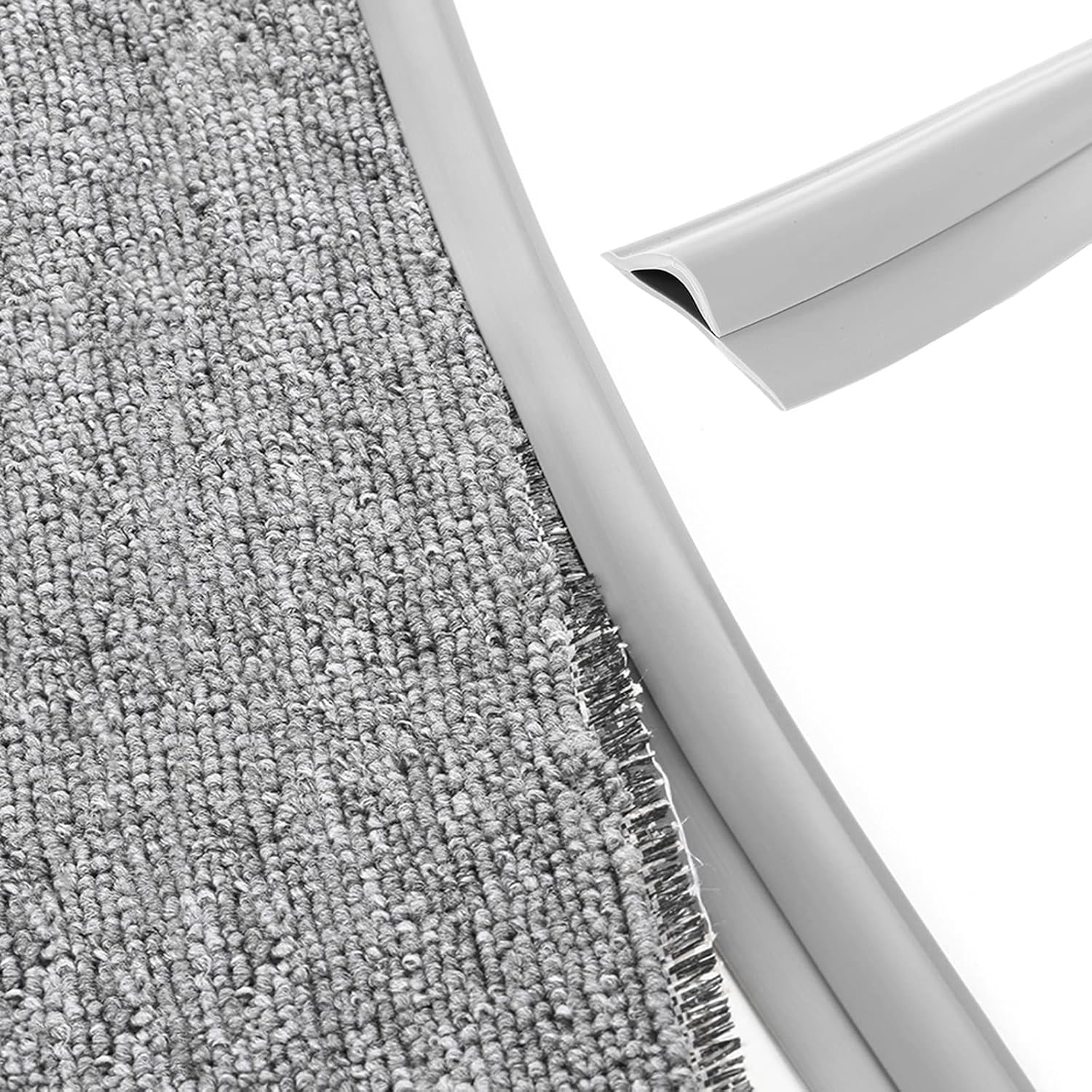 Carpet Edge Binding Trim, Self Adhesive Grey Floor Transition Strip/Rugs Edging Bar for Indoor Doormat Protect, Flexible PVC Seal Molding for Robot Vacuum Cleaner (700cm (23ft))   700cm (23ft)