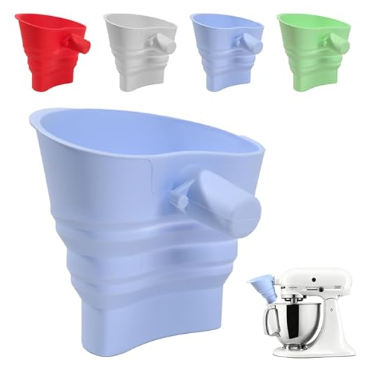 Silicone Flour Funnel for Kitchen Aid Stand Mixer, Food Grade BPA-Free Silicone Durable Funnel Fits KSM150 5-Quart Tilt-Head Mixers, Mess-Free Dishwasher Safe Baking Accessory (Blue，Set of 3)