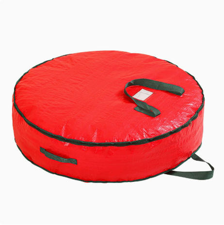 Christmas Wreath Storage Container 30 Inch - Wreath Bag for Artificial Wreaths Box - Dual Zippered Wreaths Storage Bag with Strong Durable Handles - Red