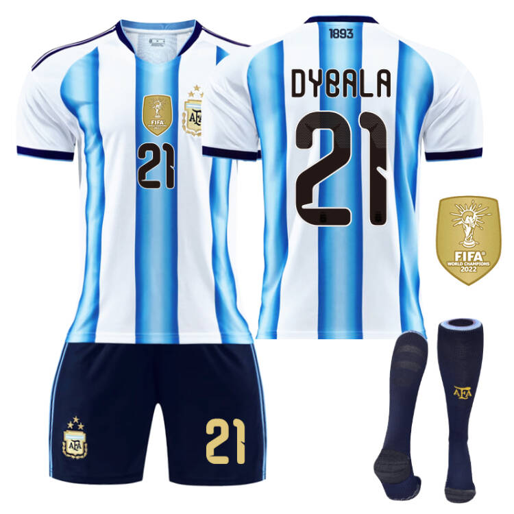 2026 FIFA World Cup Argentina Home Jersey #10 Messi #9 Alvarez #22 Martinez #20 Enzo Football Shirt Fan Edition Children/Adult Sizes 16-XXL(Dybala + Size28)