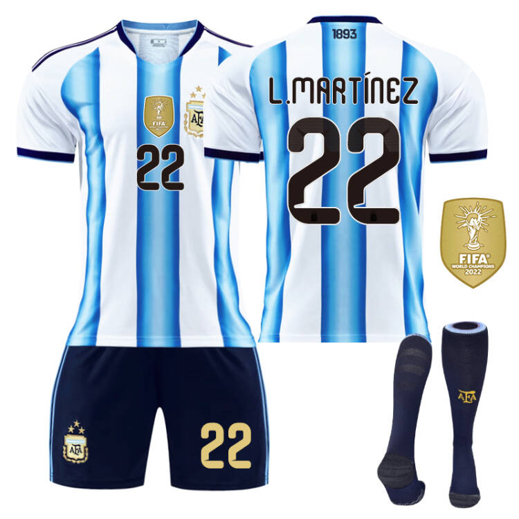 2026 FIFA World Cup Argentina Home Jersey #10 Messi #9 Alvarez #22 Martinez #20 Enzo Football Shirt Fan Edition Children/Adult Sizes 16-XXL(L. Martínez + SizeS)