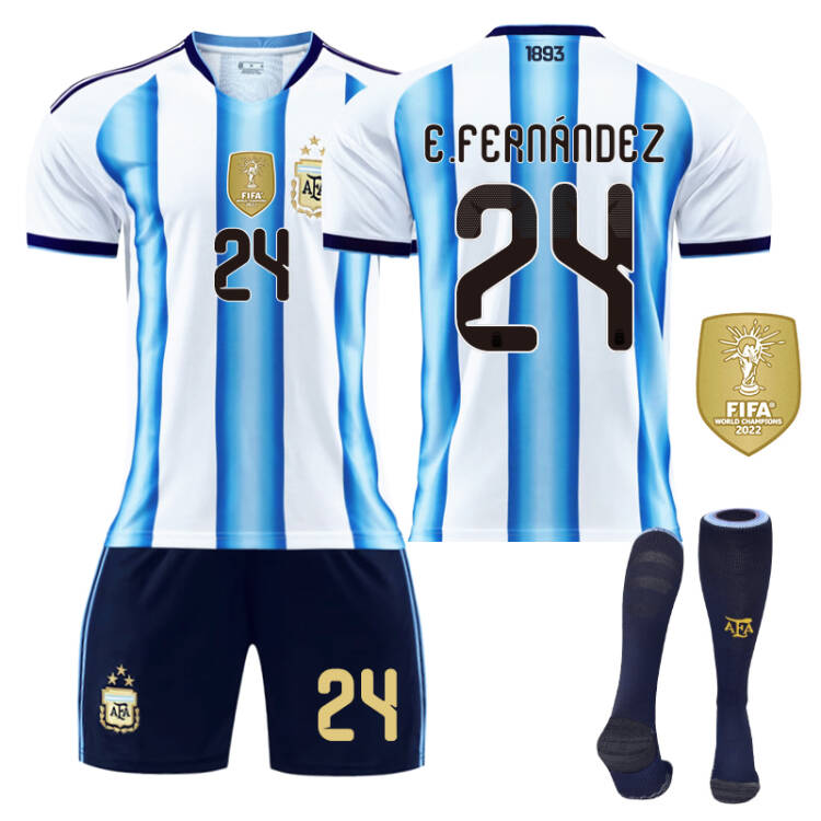 2026 FIFA World Cup Argentina Home Jersey #10 Messi #9 Alvarez #22 Martinez #20 Enzo Football Shirt Fan Edition Children/Adult Sizes 16-XXL(Enzo Fernández + Size22)