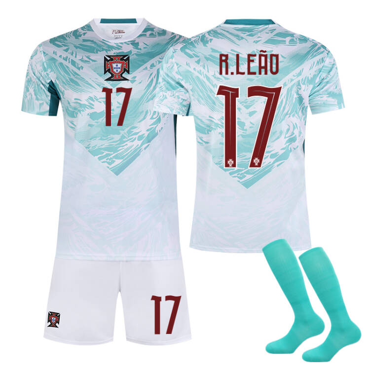 2026 FIFA World Cup Portugal Away Jersey – #7 Ronaldo, #8 Bruno Fernandes, #10 Bernardo Silva, #17 Rafael Leão, #21 Diogo Jota, #23 Vitinha, Children/Adult Sizes, Breathable Fabric(Rafael Leão + Size16)