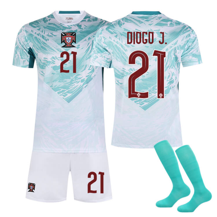 2026 FIFA World Cup Portugal Away Jersey – #7 Ronaldo, #8 Bruno Fernandes, #10 Bernardo Silva, #17 Rafael Leão, #21 Diogo Jota, #23 Vitinha, Children/Adult Sizes, Breathable Fabric(Diogo Jota + Size26)
