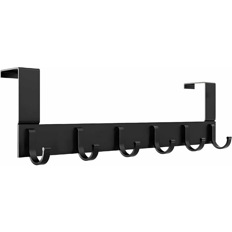 Coat Rack For Door, Black Stainless Steel Coat Hook, 6 Hooks Coat Rack For Bedroom Bathroom Kitchen Door Türhaken-6
