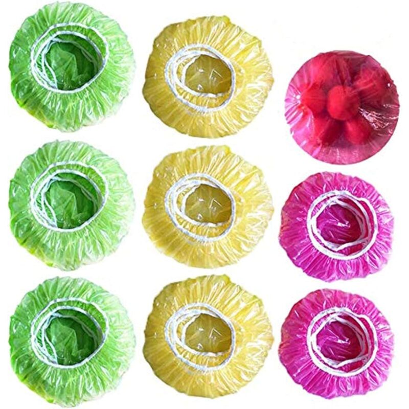 60 Pieces Food Bowl Covers Colorful Food Cover Reusable Elastic Storage Plastic Bowl Covers Dish Plate Covers For