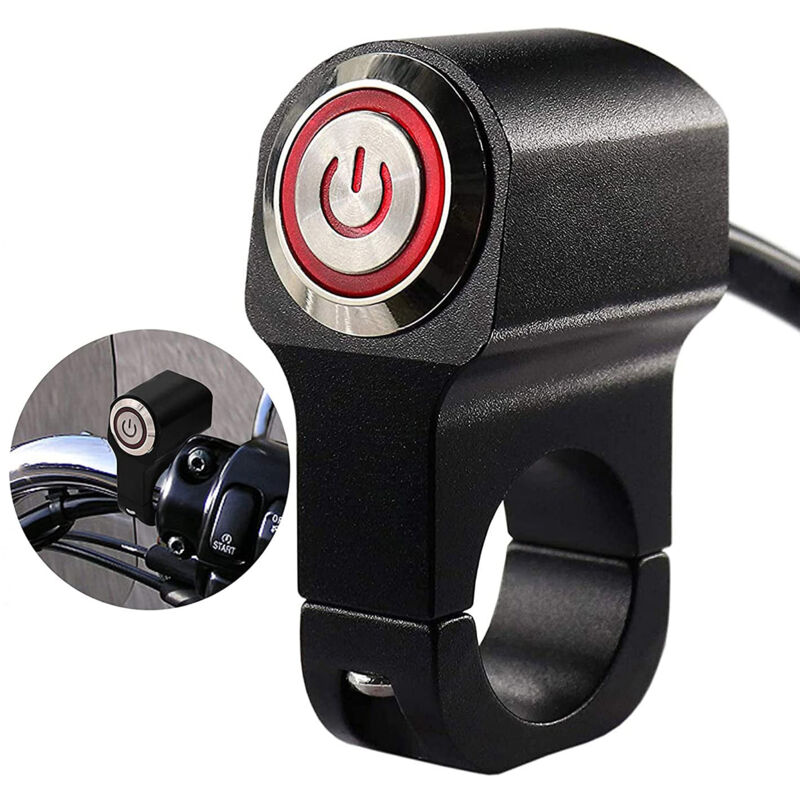 1 Piece 12V Motorcycle Atv 22Mm (7/8") Handlebar Button Switch Hazard Headlight Brake Fog Light On Off Switch (Red)
