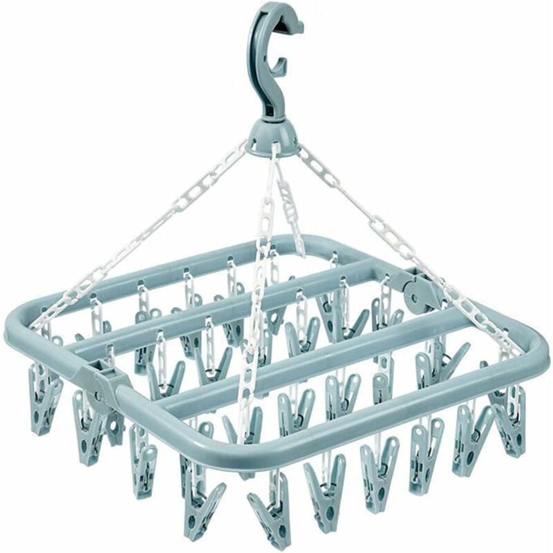 Sock Drying Rack Clothes Hanger With 32 Clips For Foldable Sock Dryer Clothespins Underwear Drying Rack Clothespins For