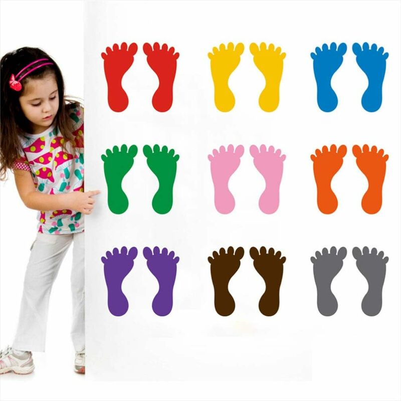 9 Pairs Footprint Stickers For Floor, Wall, Stairs To Guide Directions