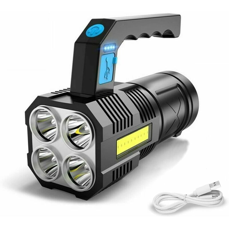 Ultra Powerful Rechargeable Cob LED Flashlight Waterproof Work Light 4 Modes Portable Emergency Torch For Hiking