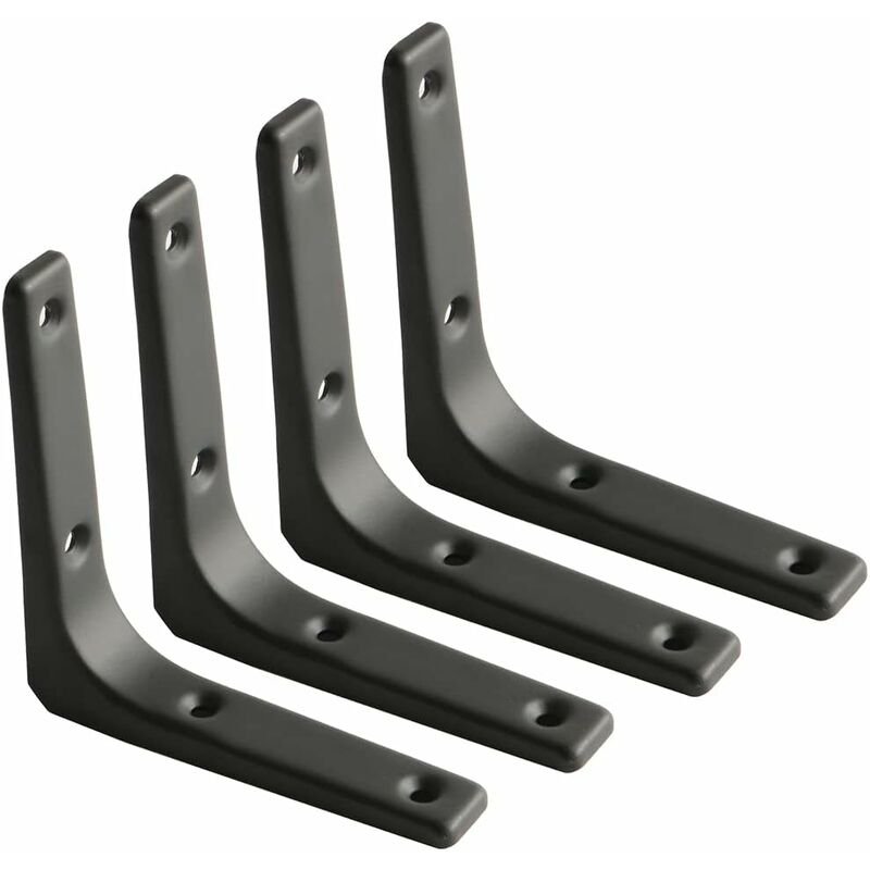 Wall Shelf Bracket, Matte Black Metal Bracket, Metal Shelf Support For Kitchen Decor, Heavy Duty Bracket, 100Mm100Mm, 4