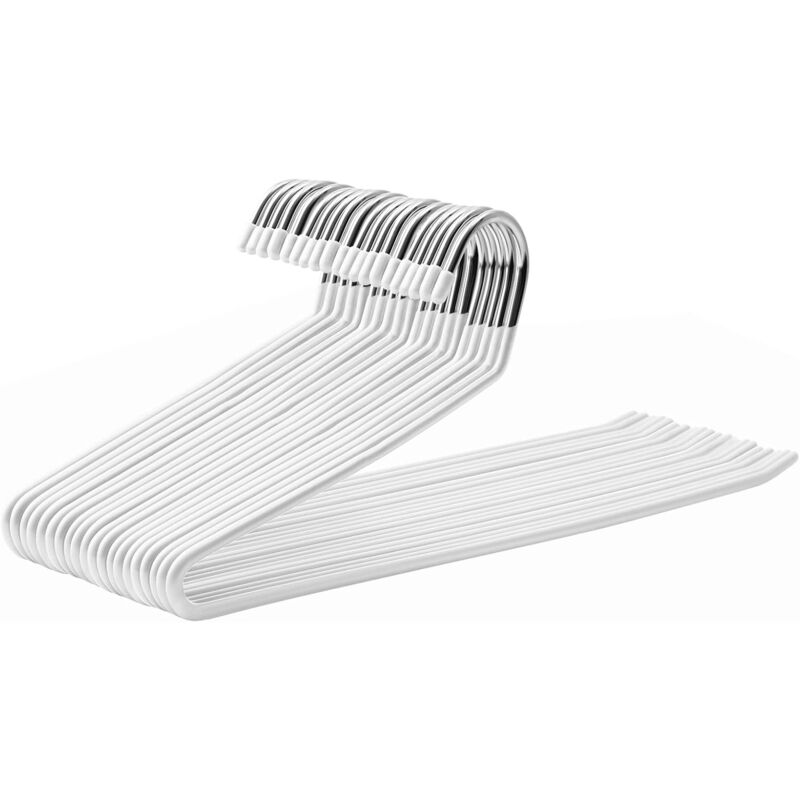 20 Pack Metal Trouser Hangers, Open End Hanger, Non-Slip Coating, Space Saving, 35Cm Length, White