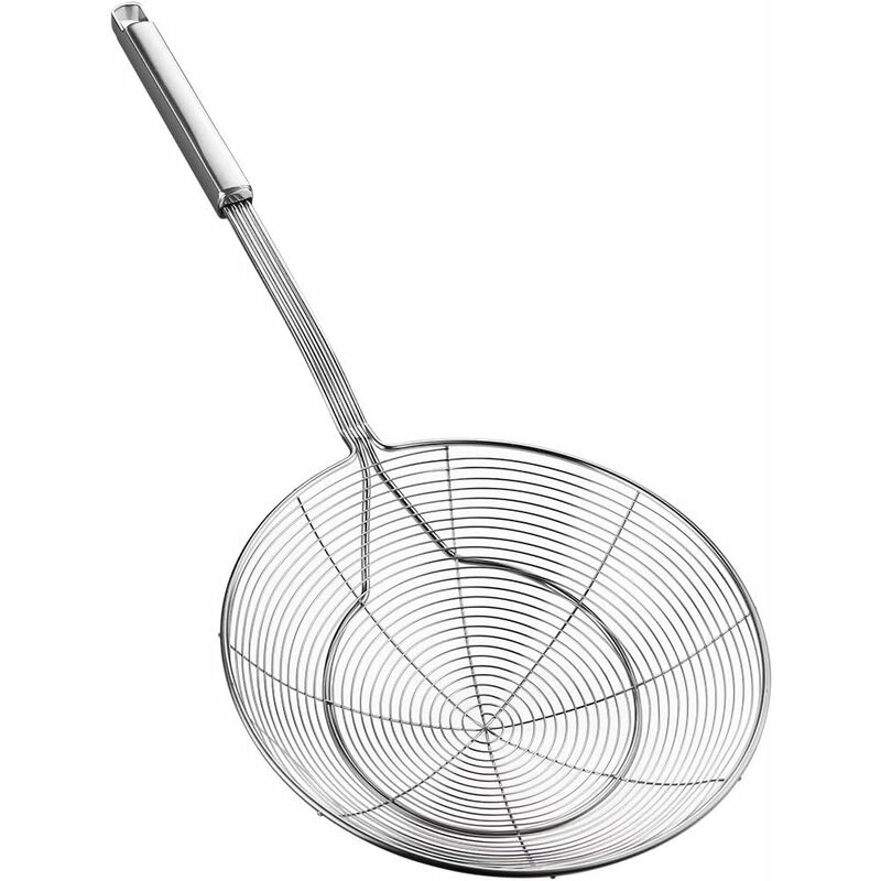 Stainless Steel Skimmer With Handle For Frying And Serving Food, Pasta, Spaghetti, Noodles (Diameter: 20Cm Total