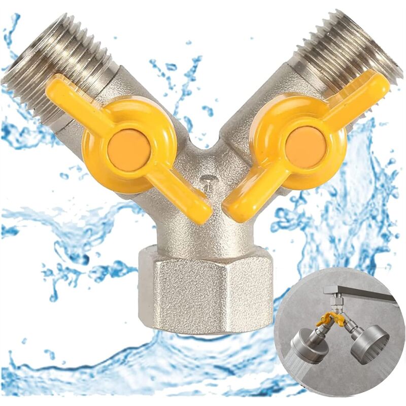 1/2" Switch Valve, Y-Shaped Three-Way Valve With Shut-Off Valve, Shower Head, Shower Arm, Washing Machine Spout