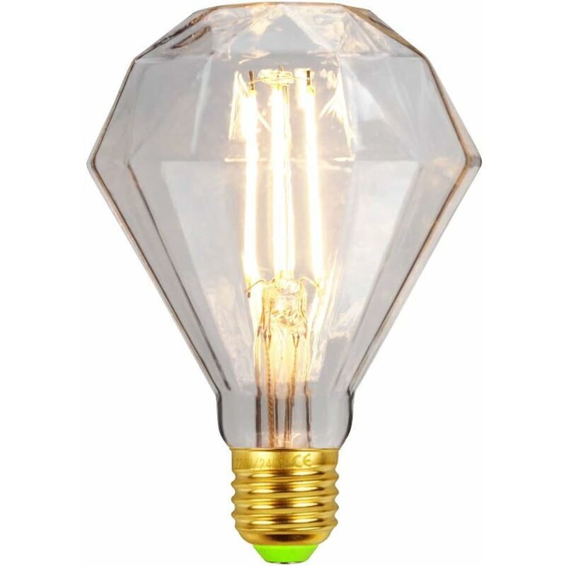 LED Bulbs Vintage Bulb 4W Diamond Edison Bulb G95 220/240V E27 Specialty Decorative Bulb (Transparent) [Energy Class D]