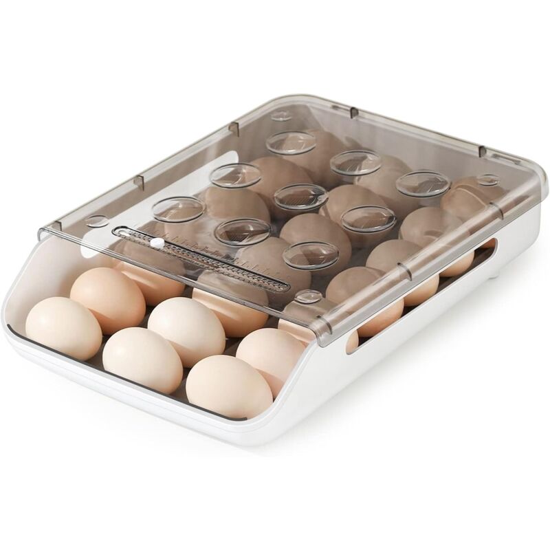 Egg Storage Box Stackable Plastic Egg Container Fridge Egg Storage With Lid Auto Scroll Egg Container For Kitchen
