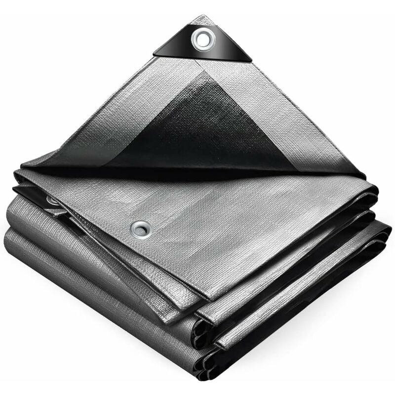 Heavy Duty Waterproof Polyethylene Tarpaulin 160G/M² Grey And Black 3X4M