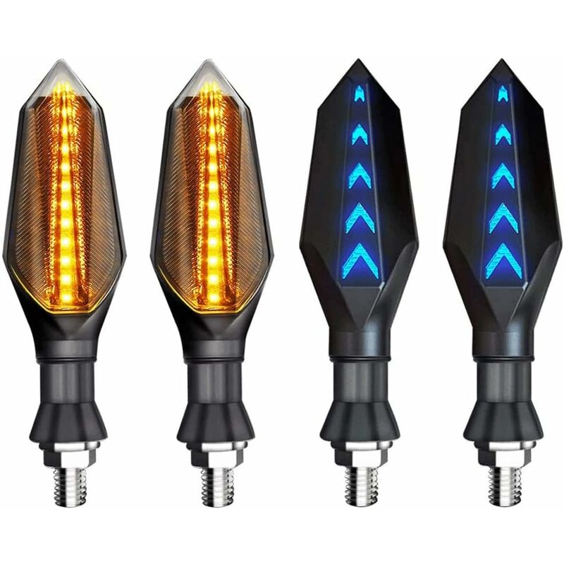 4 pcs 12V Universal Motorcycle Turn Signal Indicator Amber Light Dual Color 17 LED Blue Amber Lamp