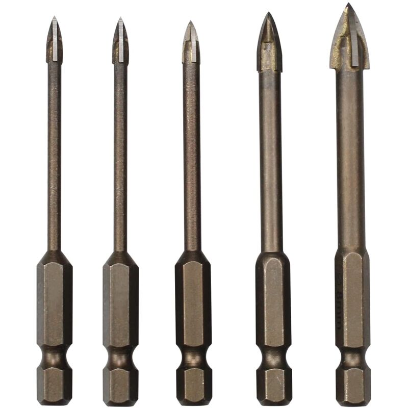 5 pcs Triangle Drill Bit Set, Carbide Tile Drill Bits, Efficient Universal Drilling Tool For Glass, Tile, Concrete,