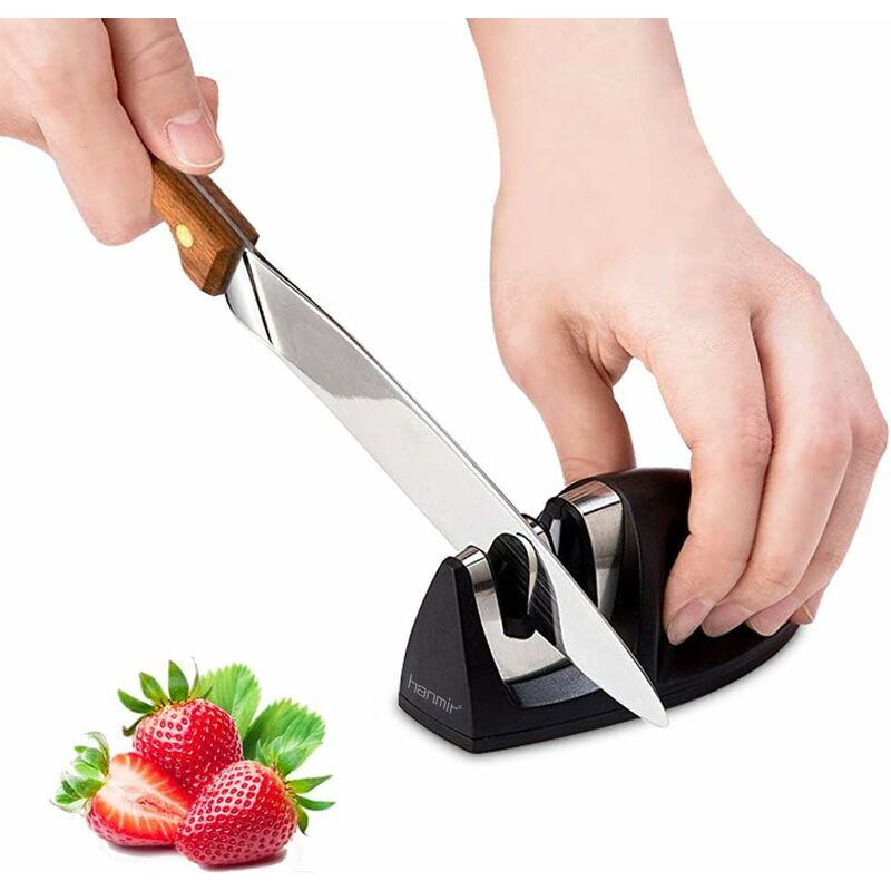 Professional Kitchen Sharpener 2 In 1 Manual Sharpener For All Sizes Stainless Steel And Ceramic Knives, Non-Slip Base