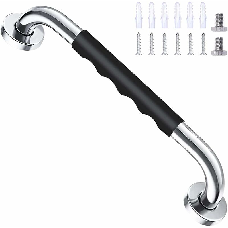 Black Safety Bathtub 40Cm, Non-Slip, Wall-Mounted Stainless Steel Grab Bar, For Bathroom Toilet Handle For