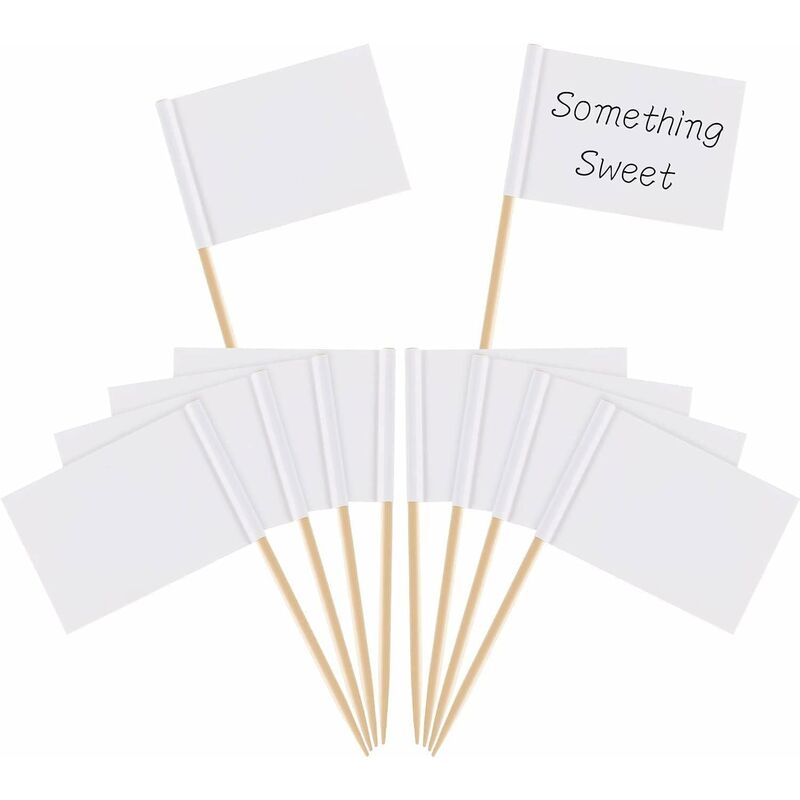 Toothpick Flags Empty White Cheese Markers Labels White For Party Cake Cheeseplate Food Appetizers(100 pcs)