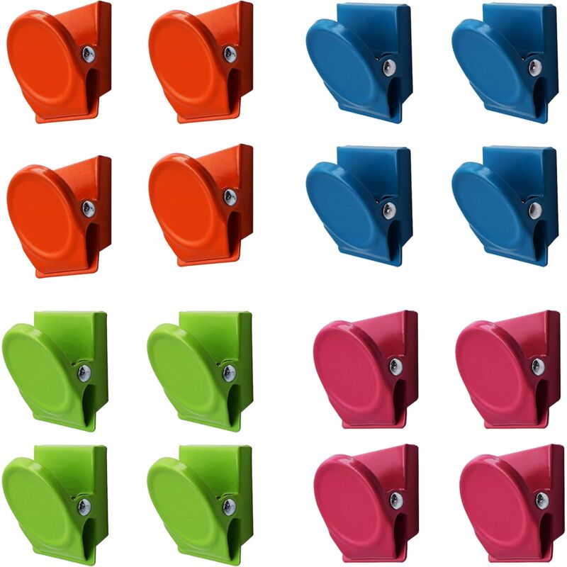 16 pcs Multi Color Metal Magnetic Clips, Fridge Whiteboard Wall Memo Note Magnetic Clip