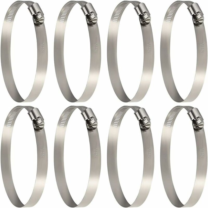 8 pcs Hose Clamp, Adjustable 91-114Mm Stainless Steel Hose Clips Sizes For Fixing Hoses And Pipes