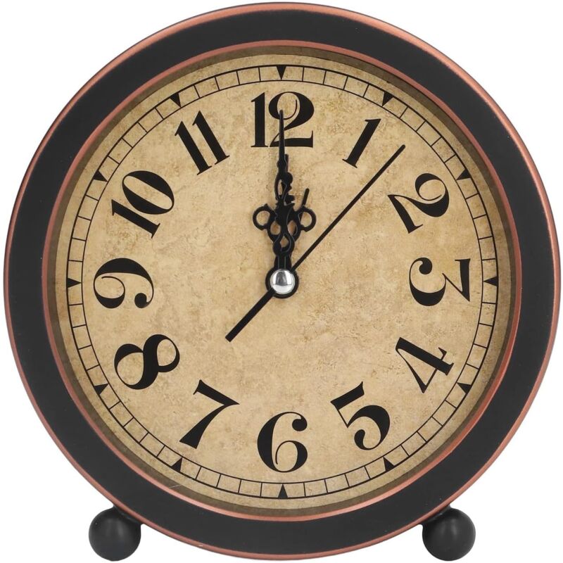Vintage Retro Analog Alarm Clock, ROund Alarm Clock, Small Desk Clock, Super Quiet, Non-Ticking, Small Clock For Home