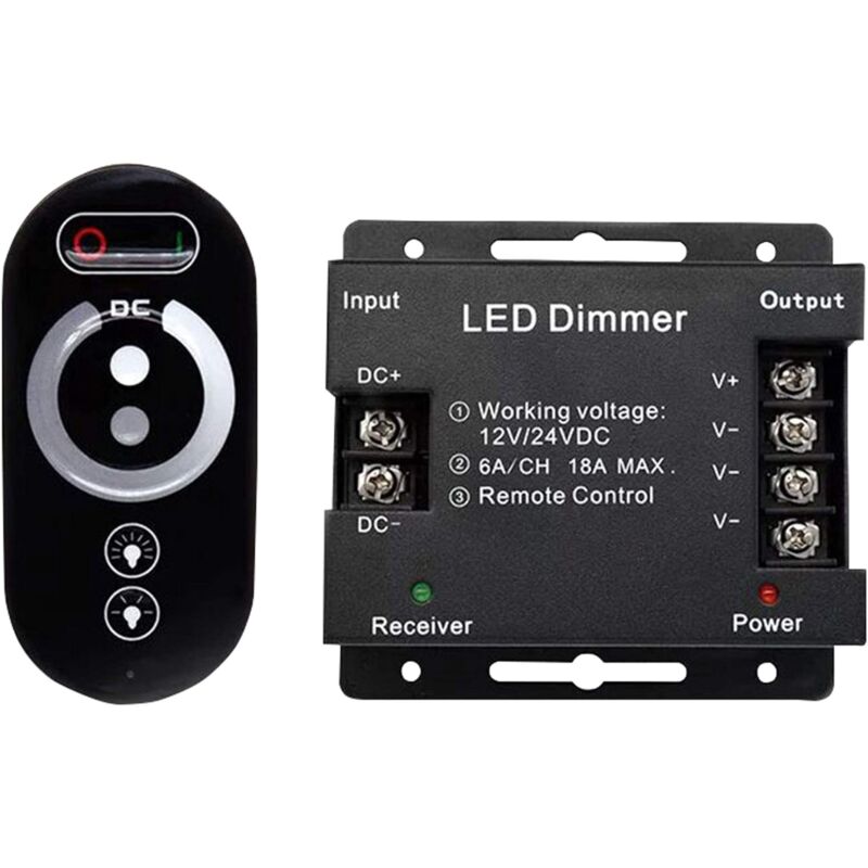 12V Wireless LED Touch LED Dimmer Switch - 12V Dc With Remote Control For All Dc Dimmable LED Lamps - 18A Wireless