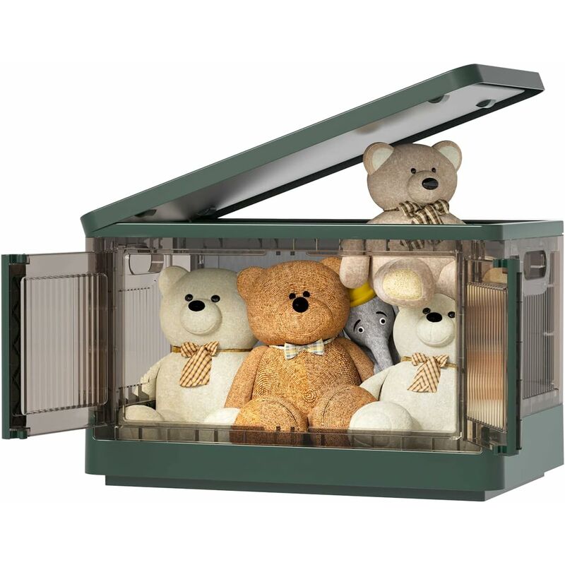 Plastic Storage Box, 32L Foldable Storage Box, With Lid And 4 Stackable Wheels, For Clothes Toys, Kitchen Storage,