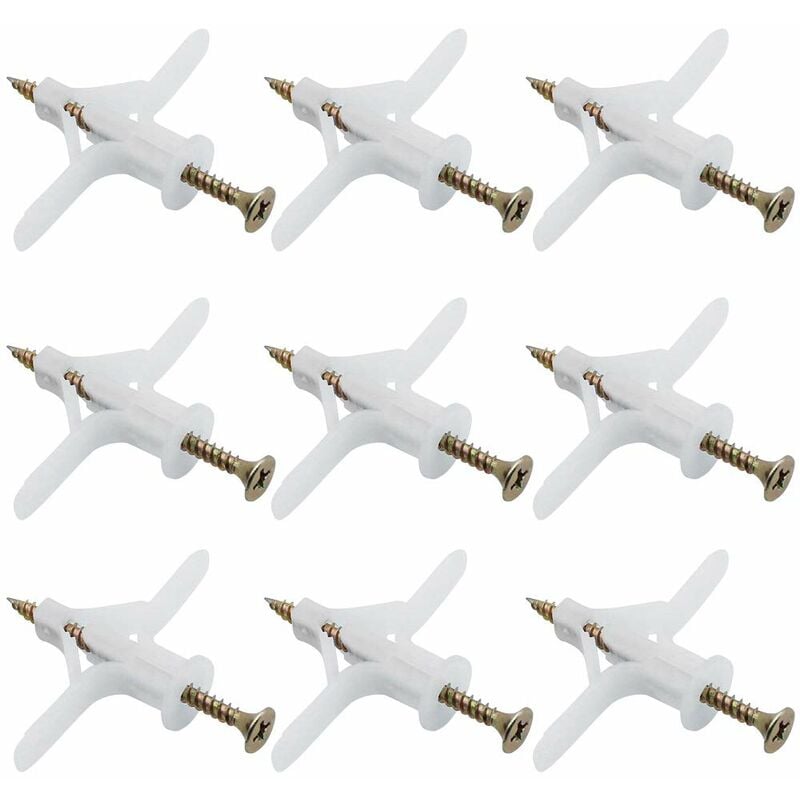 50 pcs Plasterboard Anchors Sets Plastic Expansion Pipe Aircraft Self Drilling Expansion Tube Anchors Used For Most