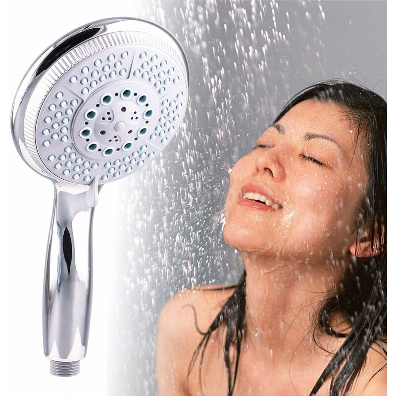 High Pressure Shower Head With 5 Adjustable Powerful Spray Modes, Universal Replacement Shower Head For Bathtub, 1/2"