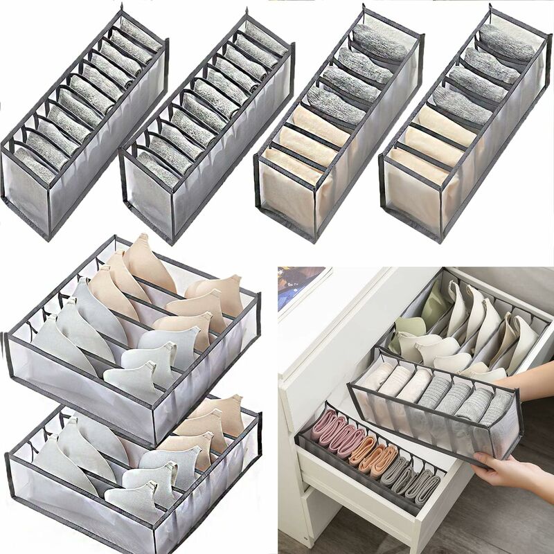 6 pcs Underwear Drawer Organizer Foldable Storage Box Large Capacity Drawer Storage Box For Storing Underwear, Socks,