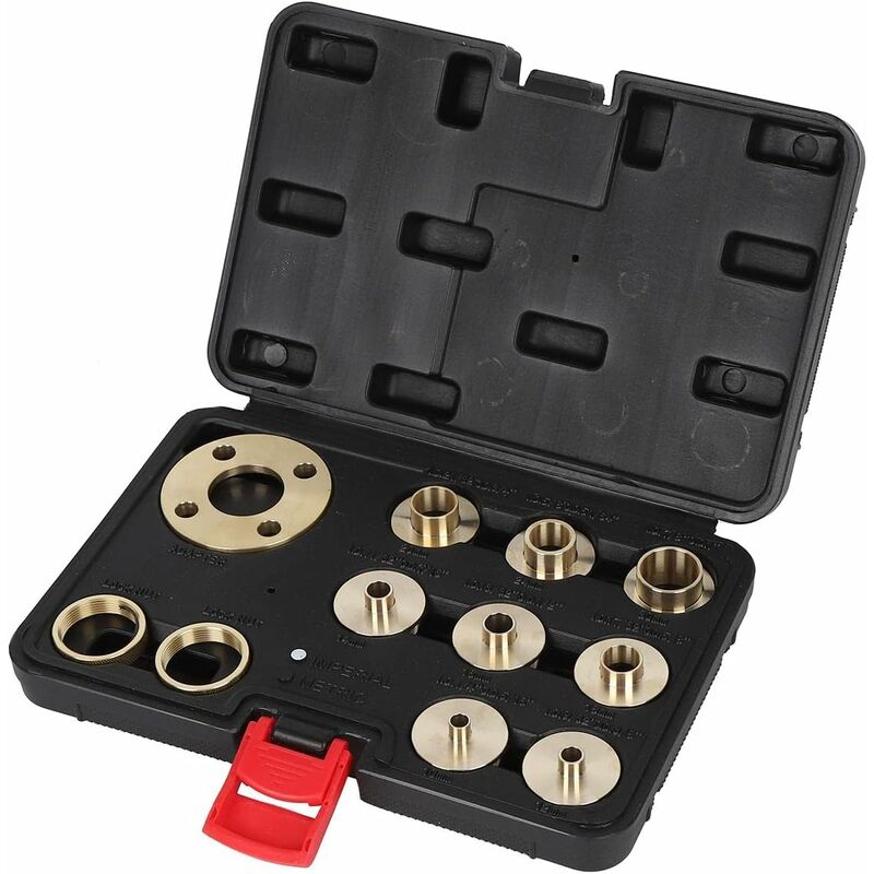 ROuter Guide Kit, 11 Pieces Imperial Size Brass ROuter Template Guide Kit, With Lock Nut Adapter With Case