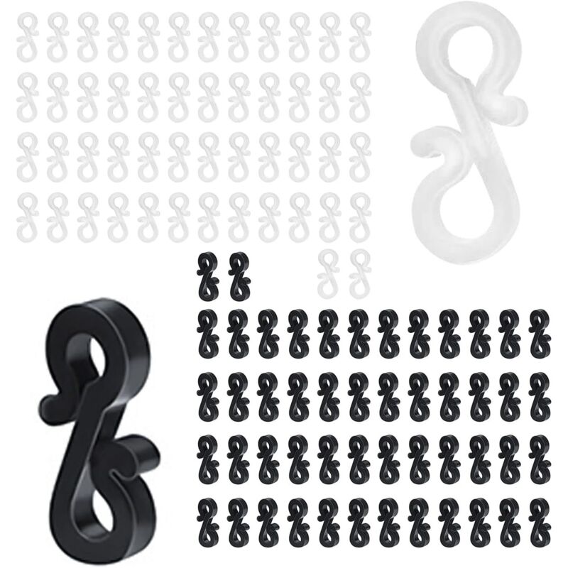 100 pcs Mini Black White Plastic Gutter Hooks With Shape Clip Outdoor Light Hooks For Wedding Christmas Halloween