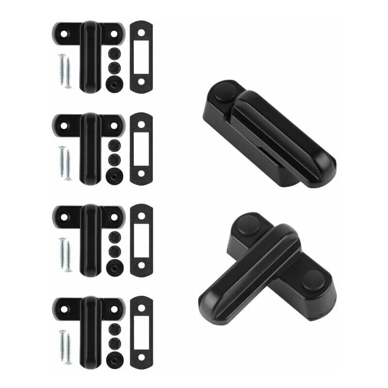 Sash Jammer Additional Window Lock, 4 Door Window Locks Block Aluminum Alloy With 8X Screws, Home Security, Child