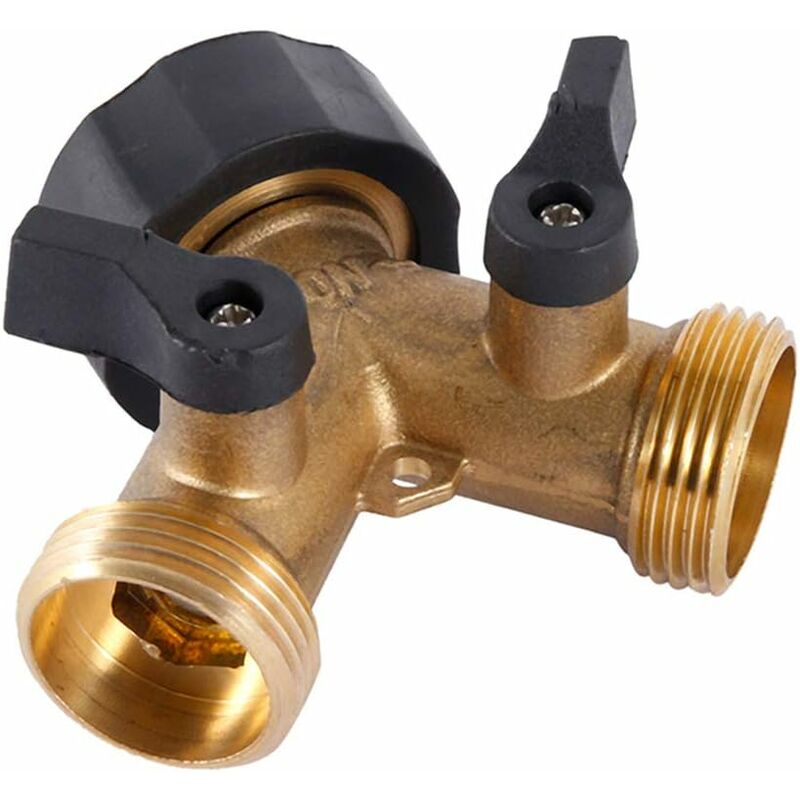 Double Washing Machine Tap, 2 Way Y Garden Hose Tap Connector Splitter For 3/4" Supply Hoses, Heavy Duty Brass Double