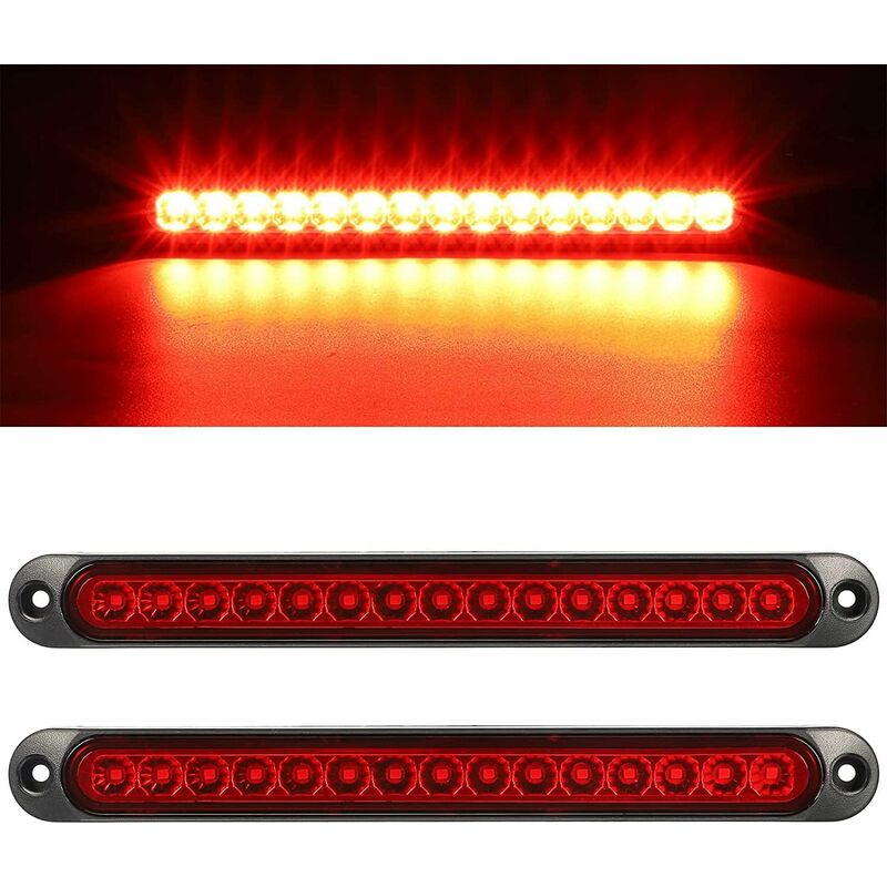 2 pcs 12V 15 LED Trailer Brake Tail Light Bar Waterproof Rear Lights Running Lights Identification Light For Offroad