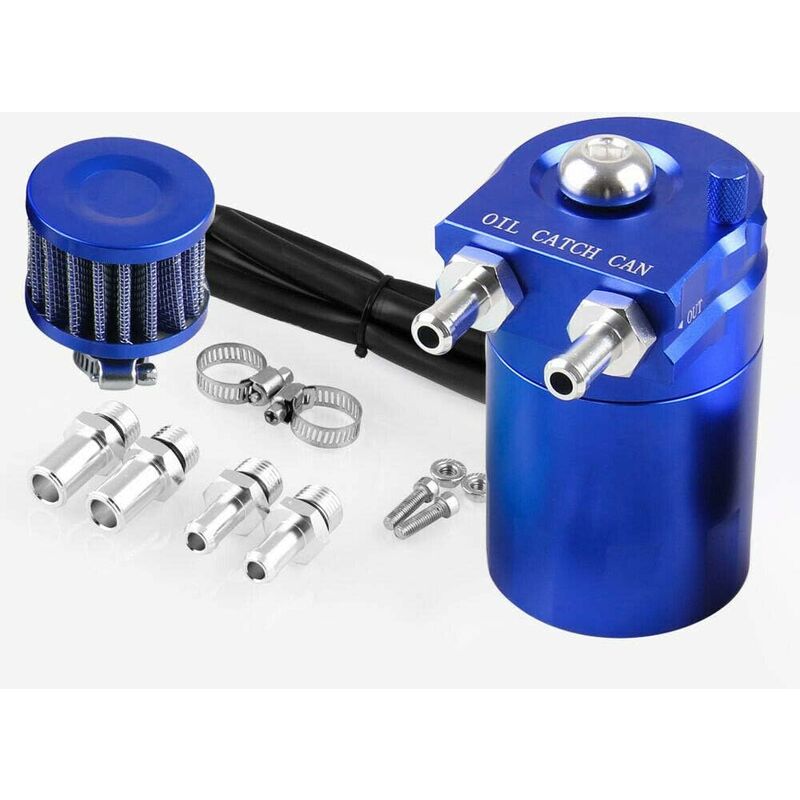 Universal Oil Catch Can, 300Ml Air Filter Breather Engine Separator Oil Tank Car Oil Catcher (Blue)