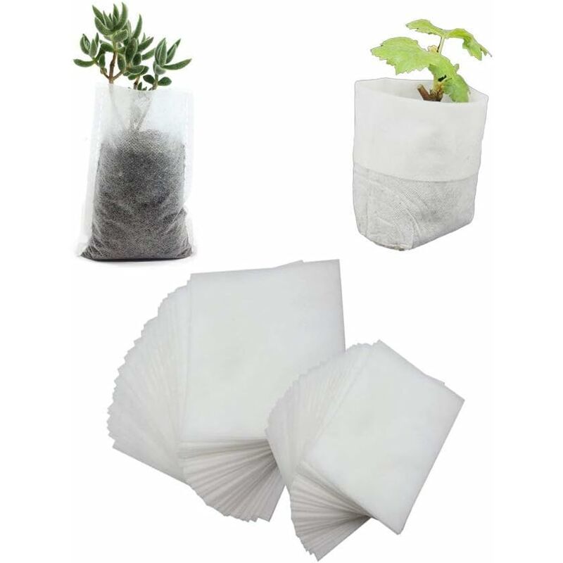 500 pcs Non-Woven Plant Bags, Biodegradable Non-Woven Fabric Plant Bags Seedling Grow Bags For Tomatoes, Flowers,
