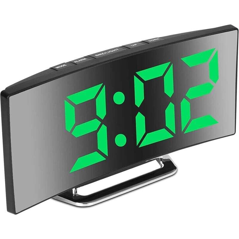 Digital Alarm Clock For Bedroom, 7'' LED Mirror Screen, 2 Brightness, Temperature, DAte, Usb Powered, Memory Function
