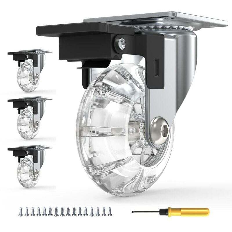 4 pcs Set Furniture Casters With Brakes, 360° Swivel Casters, Up To 600Kg, No Marks On The Floor, Screws Included