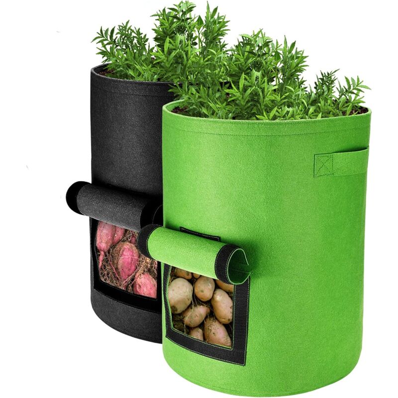 Potato Grow Bags, 2 pcs 40L/10 Gallon Vegetable Bag, Non-Woven Fabric Planting Bag With Window, Garden Vegetable Bag