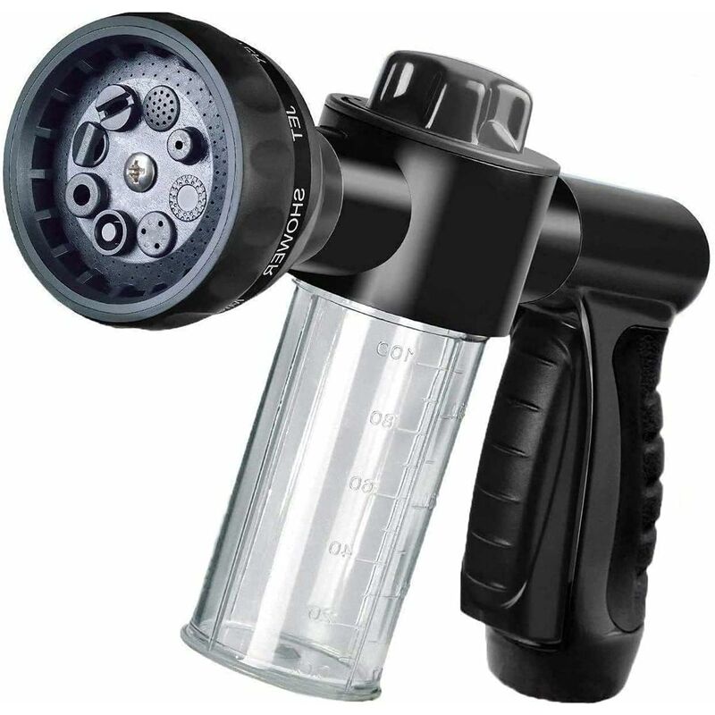 With 8 Watering Modes Garden Foam Sprayer Garden Hose Nozzle Soap Dispenser Gun For Car Washing, Plant Watering And Pet